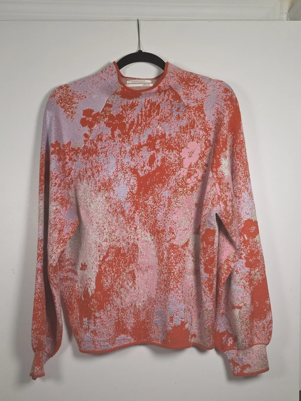 Anthropologie The Beatriz Mock-Neck Sweater: Lurex Edition – Orange Multi, S